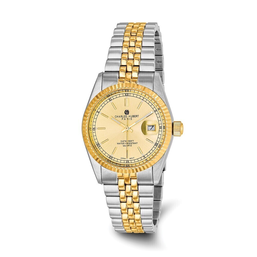 Kazi Luxury Mens Charles Hubert IP-plated Two-tone Gold-tone Dial Watch